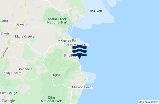 Bingil Bay, Australiaの潮見表地図