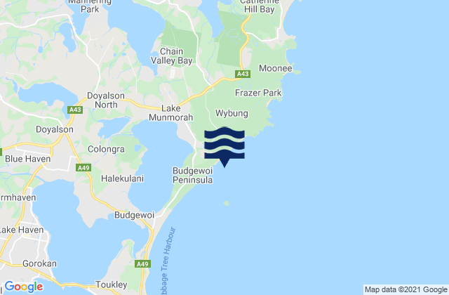 Birdie Beach, Australiaの潮見表地図