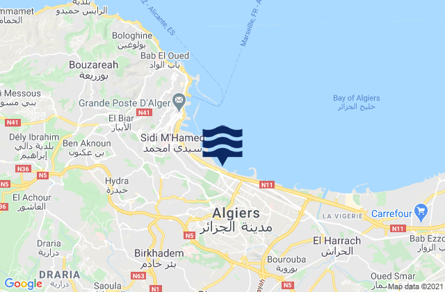 Birkhadem, Algeriaの潮見表地図