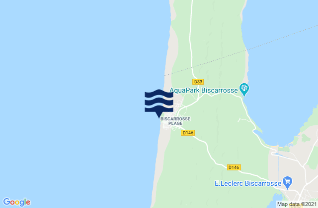 Biscarrosse-Plage, Franceの潮見表地図