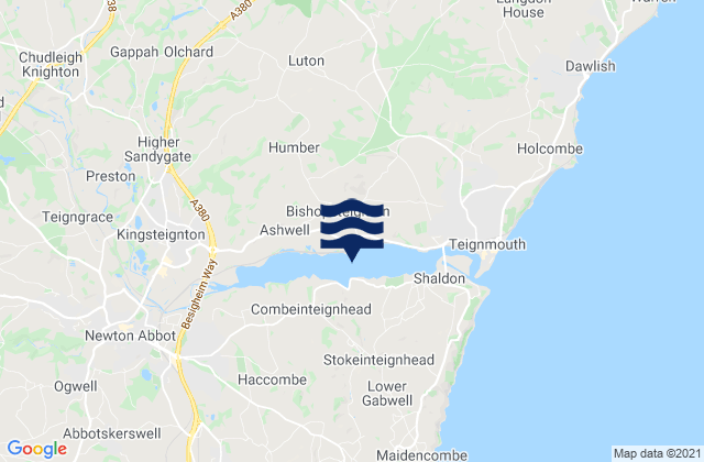 Bishopsteignton, United Kingdomの潮見表地図