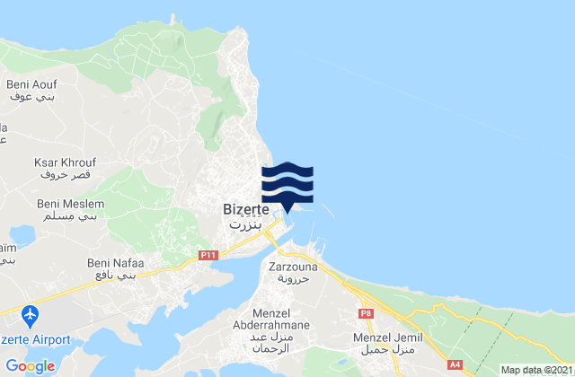 Bizerte, Tunisiaの潮見表地図