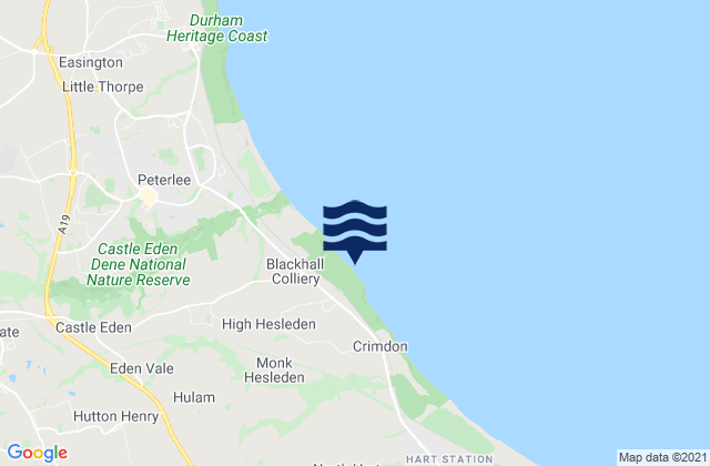 Blackhall Rocks Beach, United Kingdomの潮見表地図