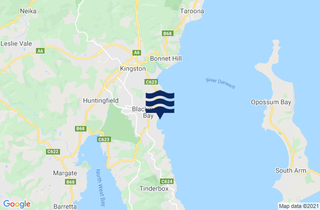 Blackmans Bay Beach, Australiaの潮見表地図