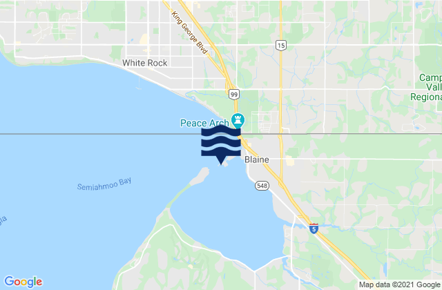 Blaine Drayton Harbor, Canadaの潮見表地図