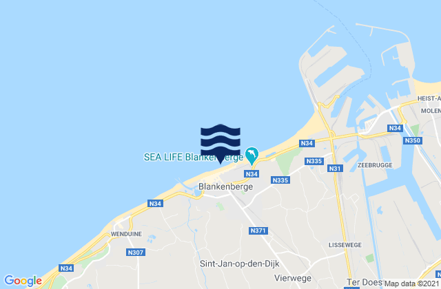 Blankenberge, Belgiumの潮見表地図