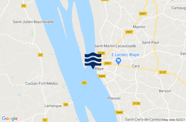 Blaye (Gironde River), Franceの潮見表地図