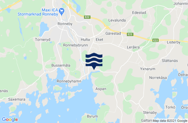 Blekinge County, Swedenの潮見表地図