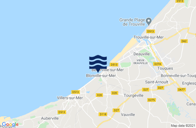 Blonville-sur-Mer, Franceの潮見表地図