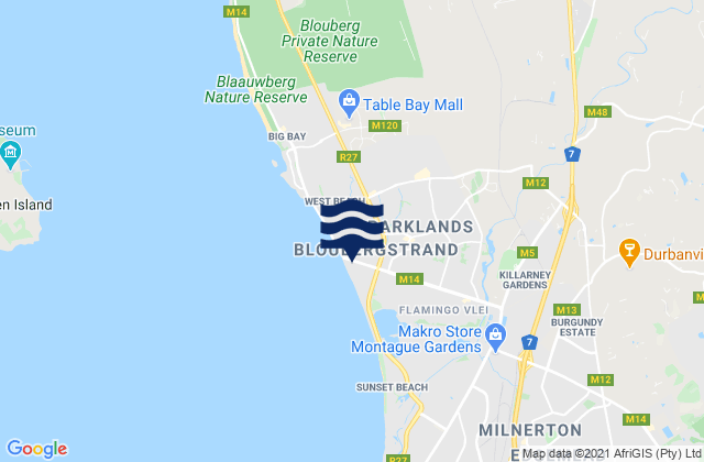 Bloubergstrand, South Africaの潮見表地図