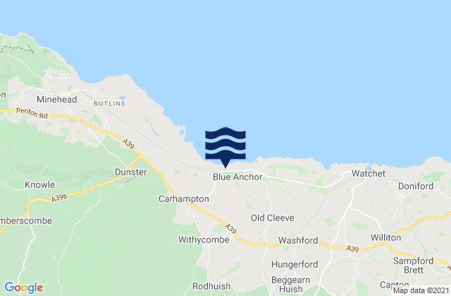 Blue Anchor Beach, United Kingdomの潮見表地図