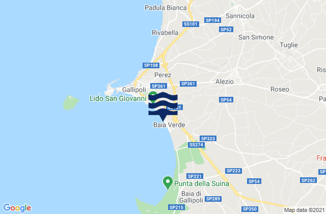 Blue Bay Beach, Italyの潮見表地図