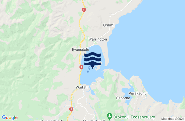 Blueskin Bay, New Zealandの潮見表地図