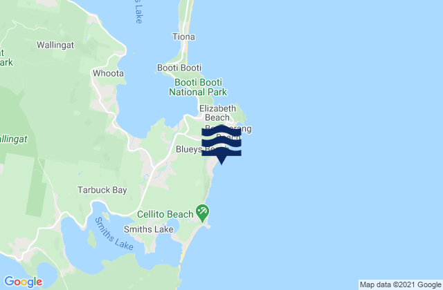 Blueys Beach, Australiaの潮見表地図