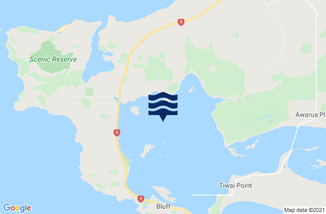 Bluff Harbour, New Zealandの潮見表地図