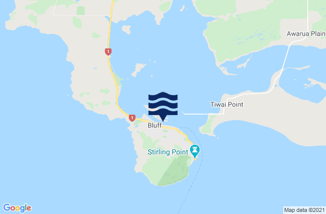 Bluff, New Zealandの潮見表地図