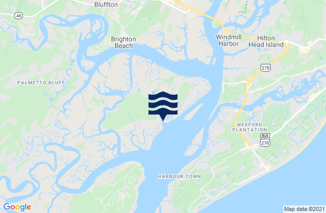 Bluffton, United Statesの潮見表地図