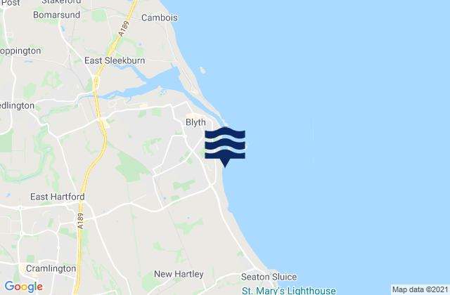Blyth Beach, United Kingdomの潮見表地図