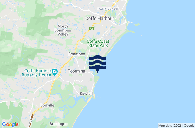 Boambee, Australiaの潮見表地図