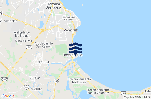 Boca del Rio, Mexicoの潮見表地図