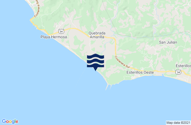 Boca del Río Tusubres, Costa Ricaの潮見表地図