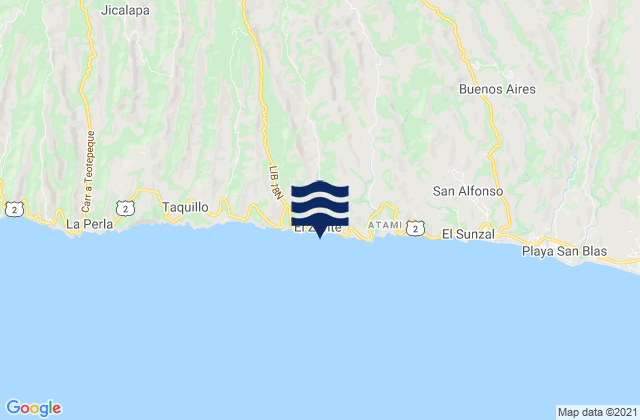 Bocana del Zonte, El Salvadorの潮見表地図