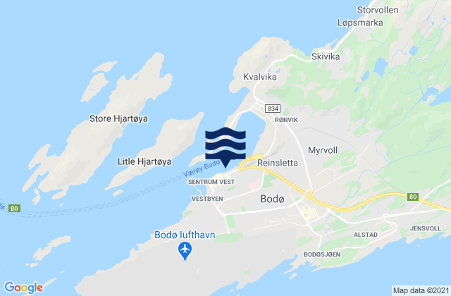 Bodø, Norwayの潮見表地図
