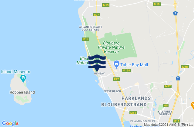 Bog Bay, South Africaの潮見表地図