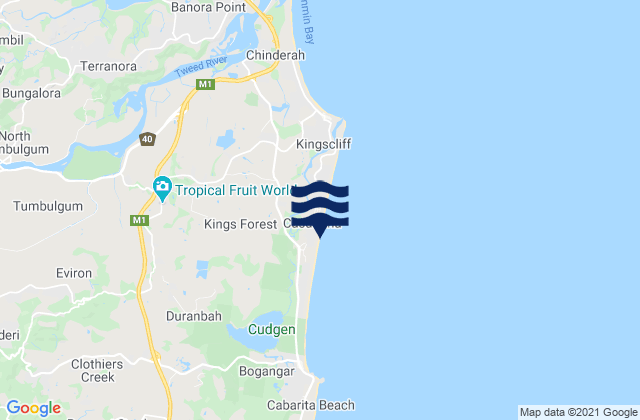 Bogangar Beach, Australiaの潮見表地図