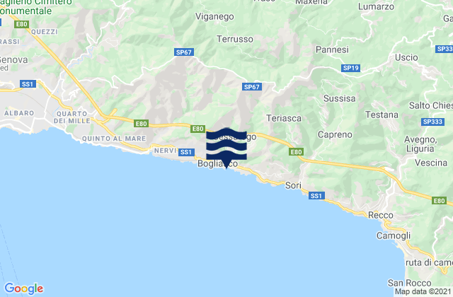 Bogliasco, Italyの潮見表地図