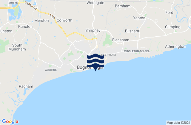 Bognor Regis - East Beach, United Kingdomの潮見表地図