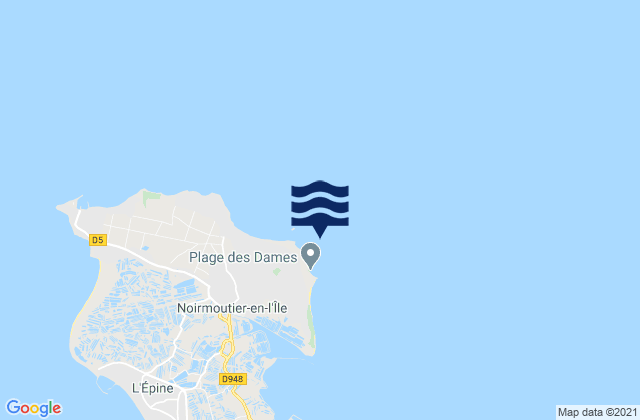 Bois de la Chaise Noirmoutier Island, Franceの潮見表地図