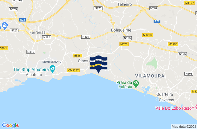Boliqueime, Portugalの潮見表地図