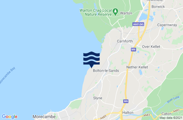 Bolton le Sands, United Kingdomの潮見表地図