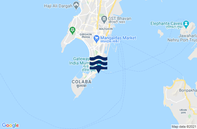 Bombay, Indiaの潮見表地図