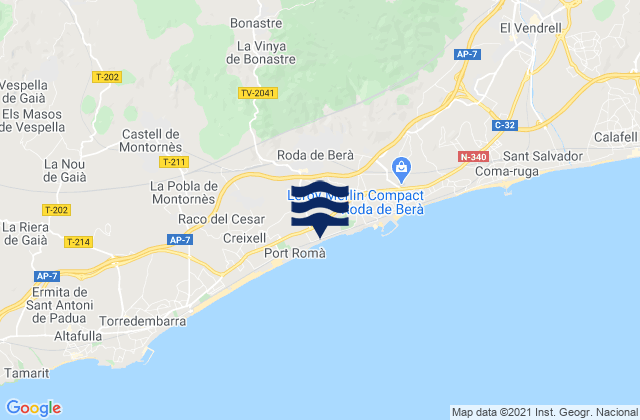 Bonastre, Spainの潮見表地図