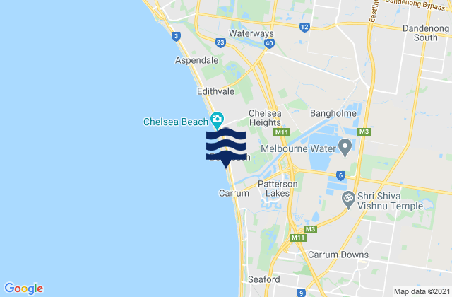 Bonbeach, Australiaの潮見表地図