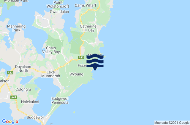 Bongon Beach, Australiaの潮見表地図