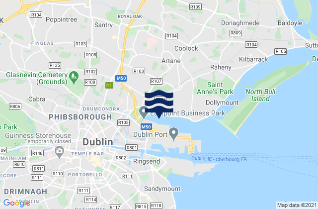 Bonnybrook, Irelandの潮見表地図
