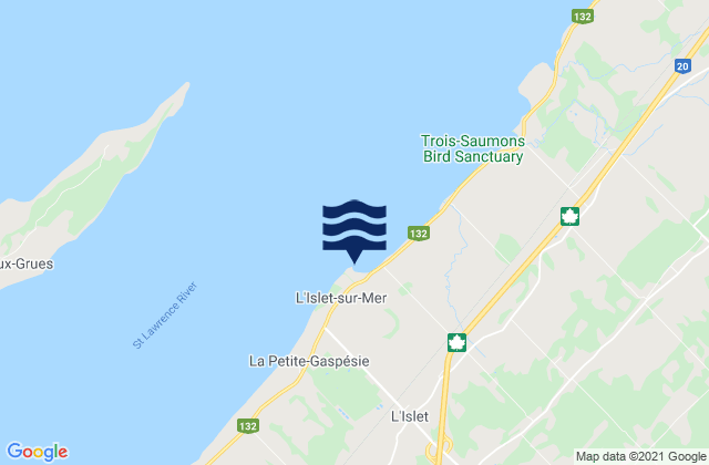 Bonsecours, Canadaの潮見表地図