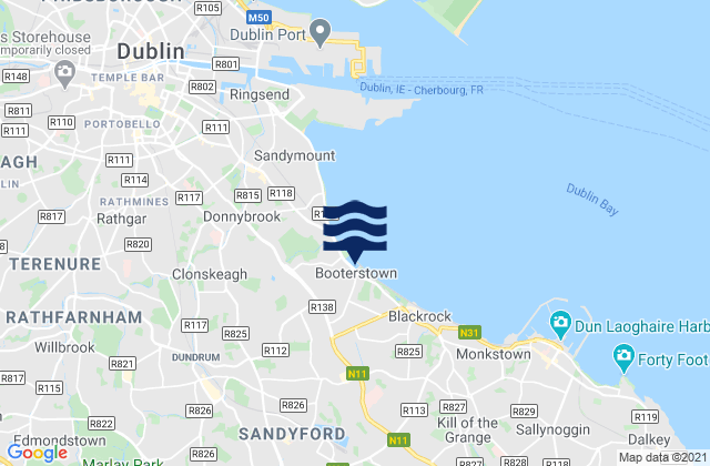 Booterstown, Irelandの潮見表地図