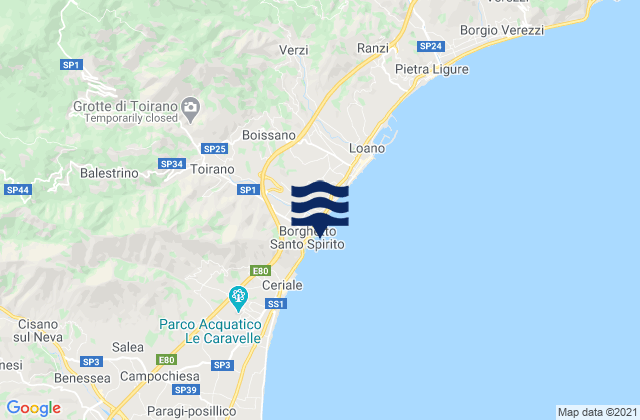 Borghetto Santo Spirito, Italyの潮見表地図