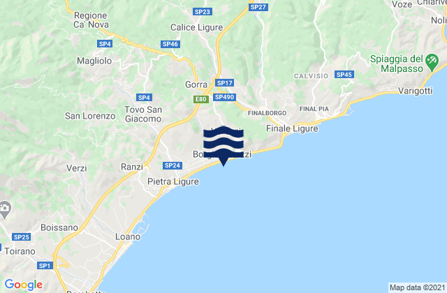 Borgio, Italyの潮見表地図