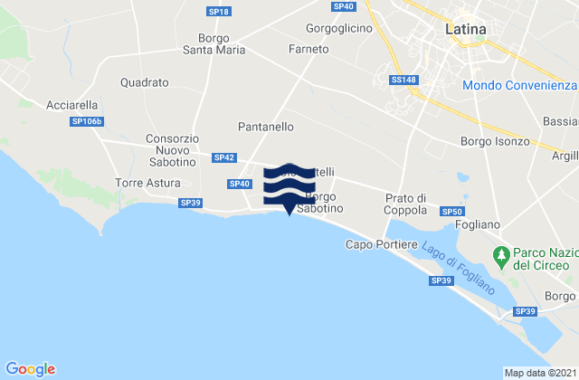 Borgo Podgora, Italyの潮見表地図
