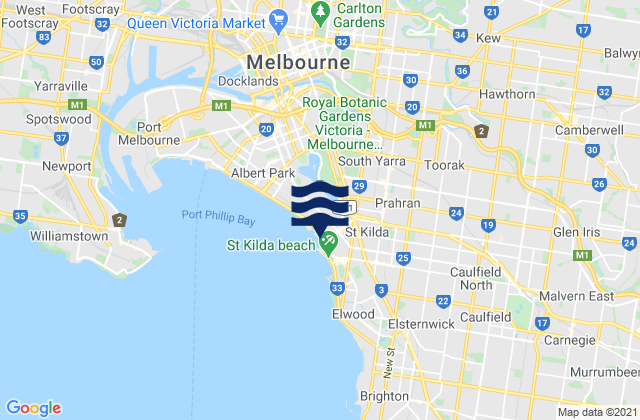 Boroondara, Australiaの潮見表地図