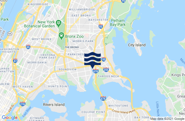Borough of Bronx, United Statesの潮見表地図