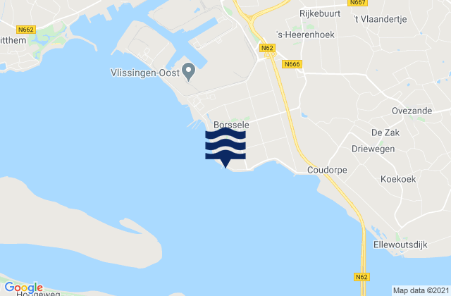 Borssele, Netherlandsの潮見表地図