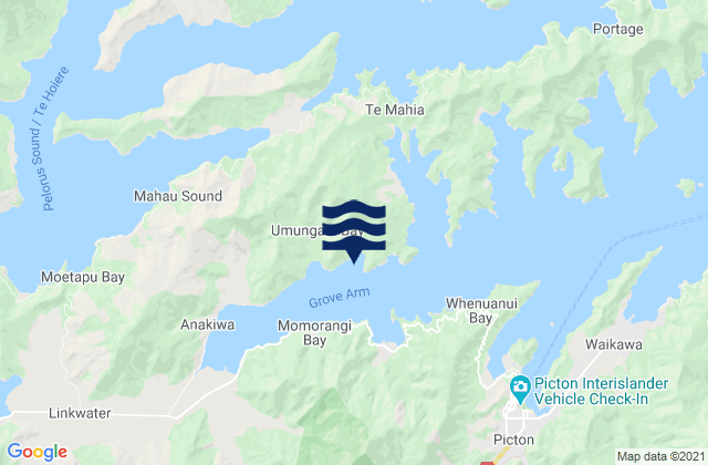 Bottle Bay, New Zealandの潮見表地図