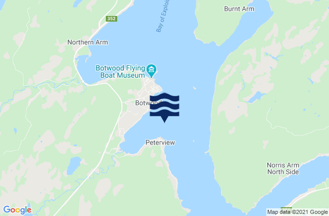 Botwood, Canadaの潮見表地図