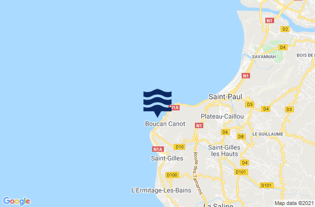 Boucan, Reunionの潮見表地図